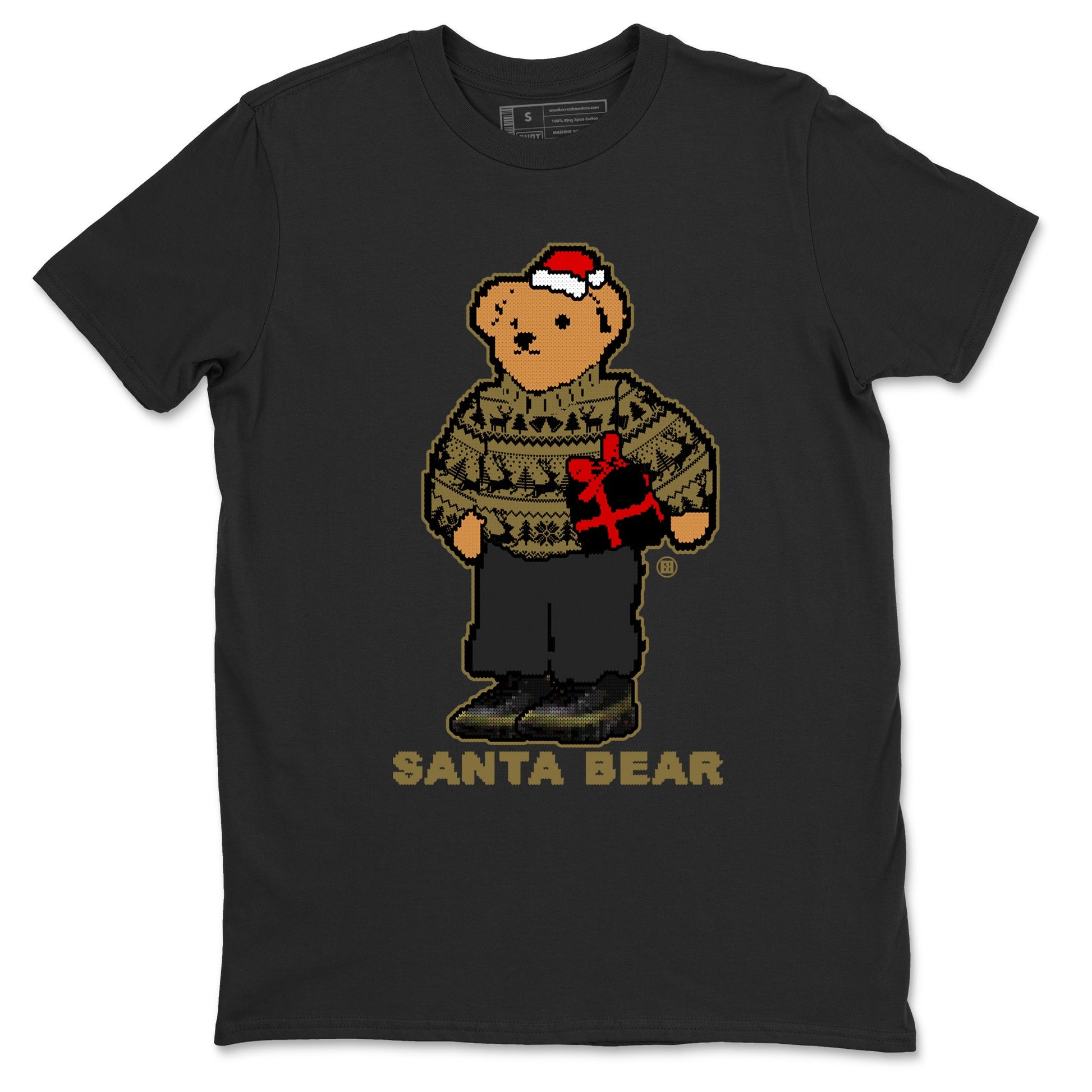 9s Olive shirts to match jordans Santa Bear sneaker match tees Air Jordan 9 Olive match shoes to clothes SNRT Sneaker Tees unisex cotton Black 2 shirts