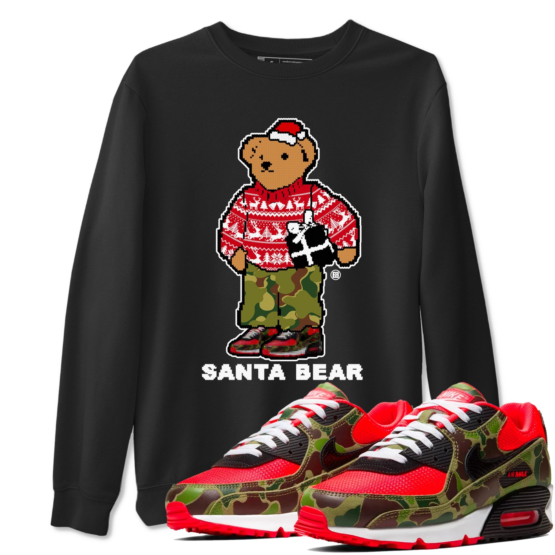 Air Max 90 Reverse Duck Camo t shirts to match sneakers Santa Bear Christmas Shirts Nike Air Max 90 Reverse Duck Camo shirt SNRT Sneaker Tees unisex cotton Black 1 shirts