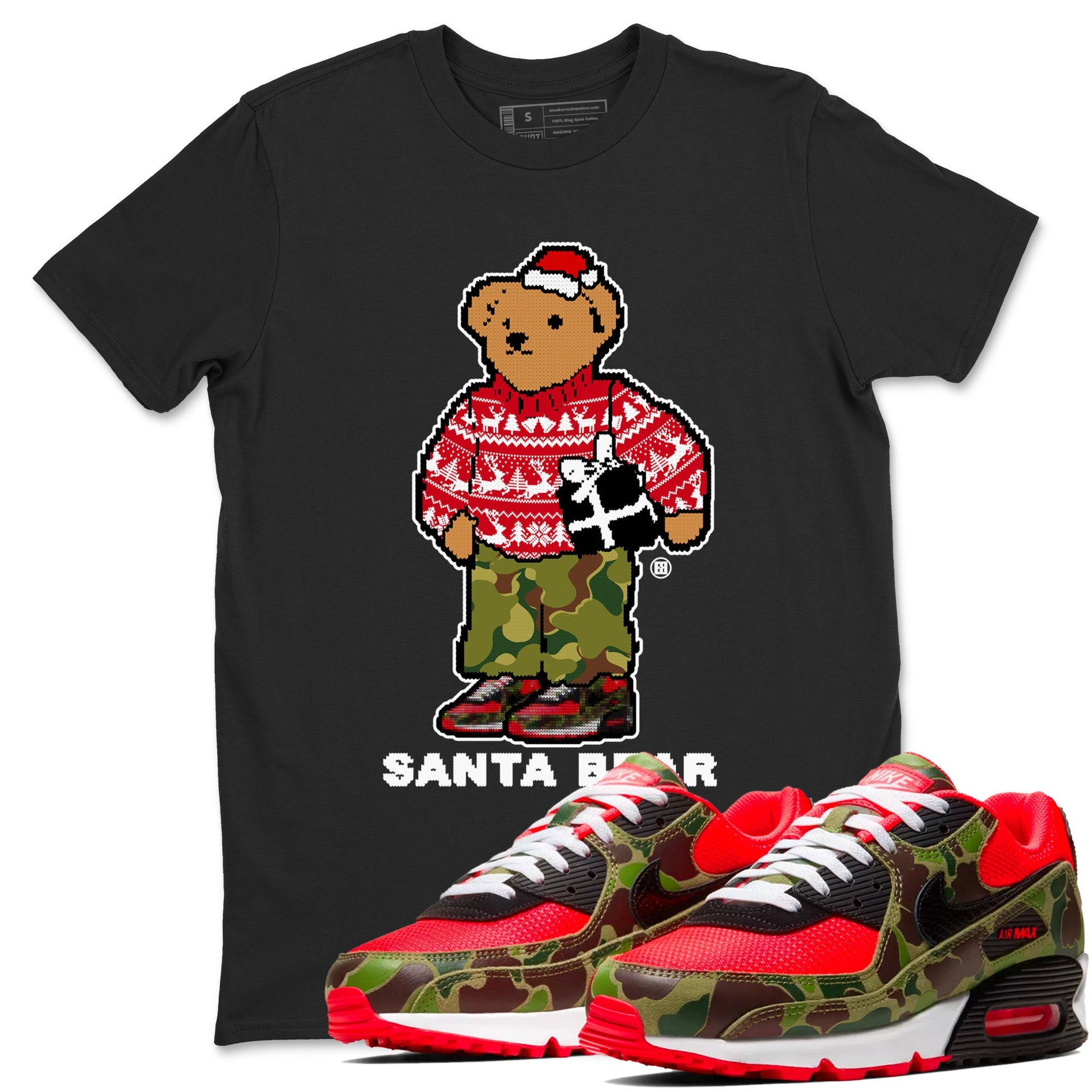 Air Max 90 Reverse Duck Camo t shirts to match sneakers Santa Bear Christmas Shirts Nike Air Max 90 Reverse Duck Camo shirt SNRT Sneaker Tees unisex cotton Black 1 shirts