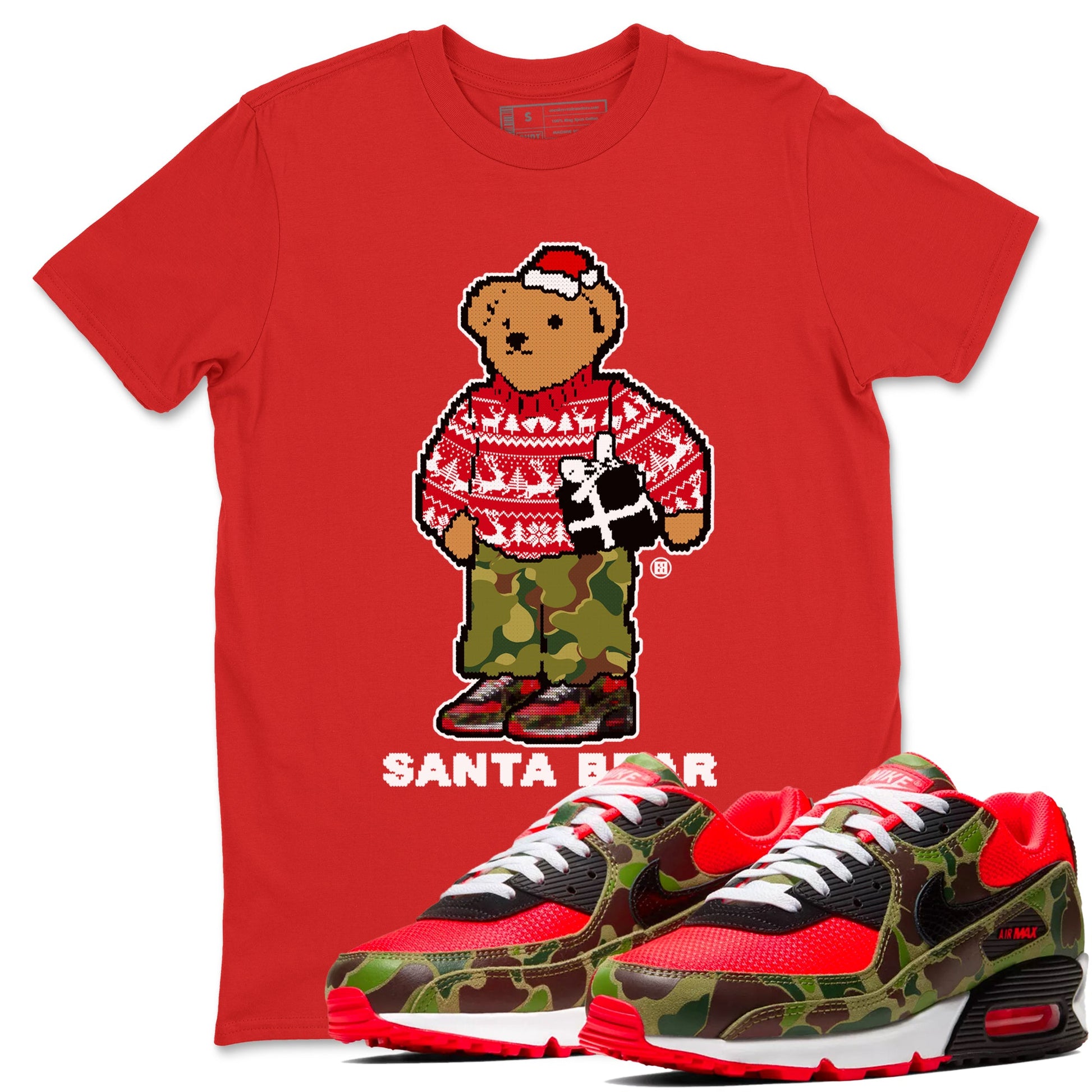 Air Max 90 Reverse Duck Camo t shirts to match sneakers Santa Bear Christmas Shirts Nike Air Max 90 Reverse Duck Camo shirt SNRT Sneaker Tees unisex cotton Red 1 shirts