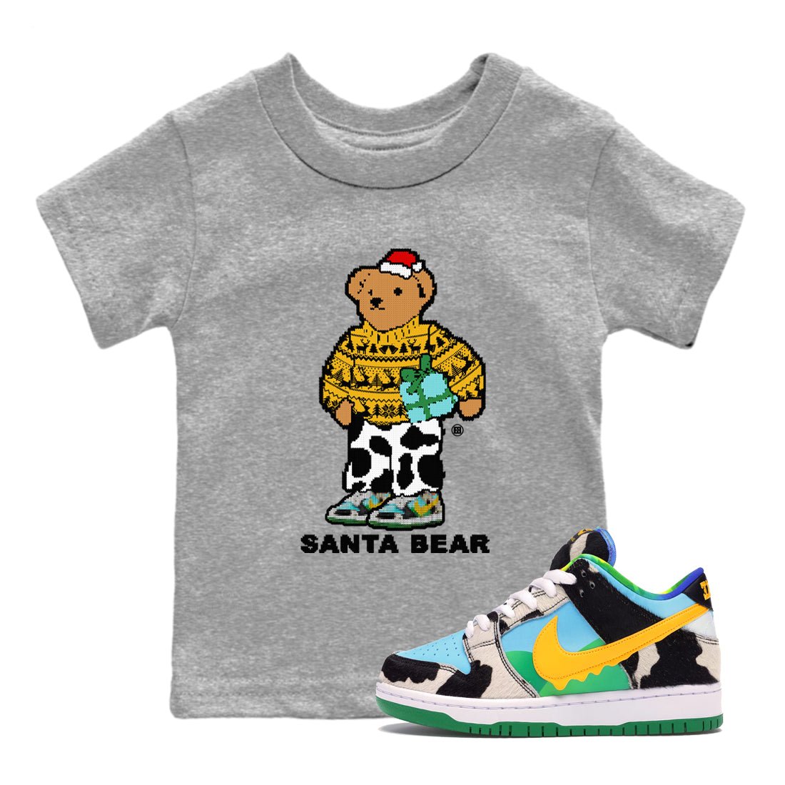 Dunk Chunky Dunky t shirts to match sneakers Santa Bear Christmas Shirts Dunk Chunky Dunky shirt SNRT Sneaker Tees Youth Baby Heather Grey 1 tee