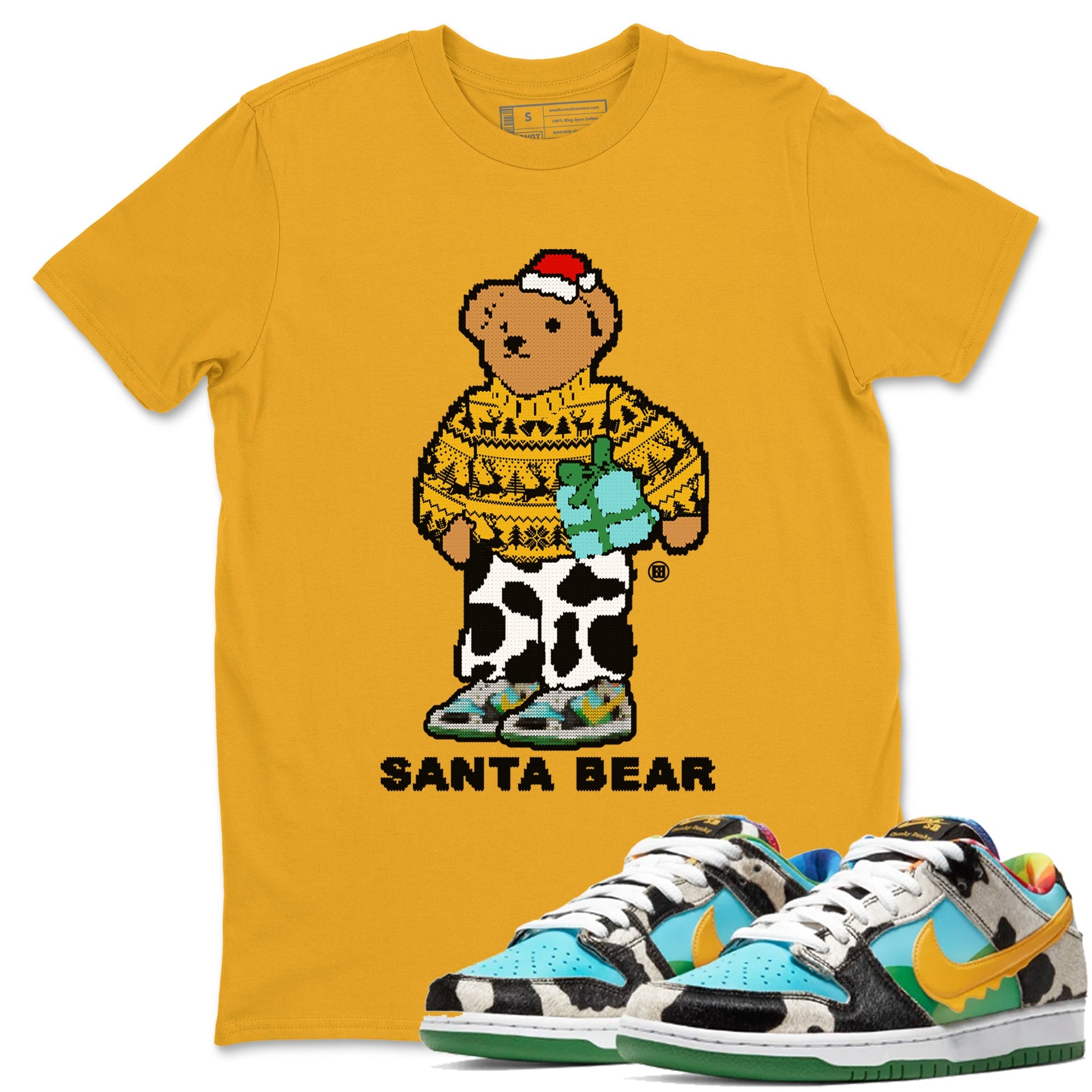 Dunk Chunky Dunky t shirts to match sneakers Santa Bear Christmas Shirts Dunk Chunky Dunky shirt SNRT Sneaker Tees unisex cotton Gold 1 shirts