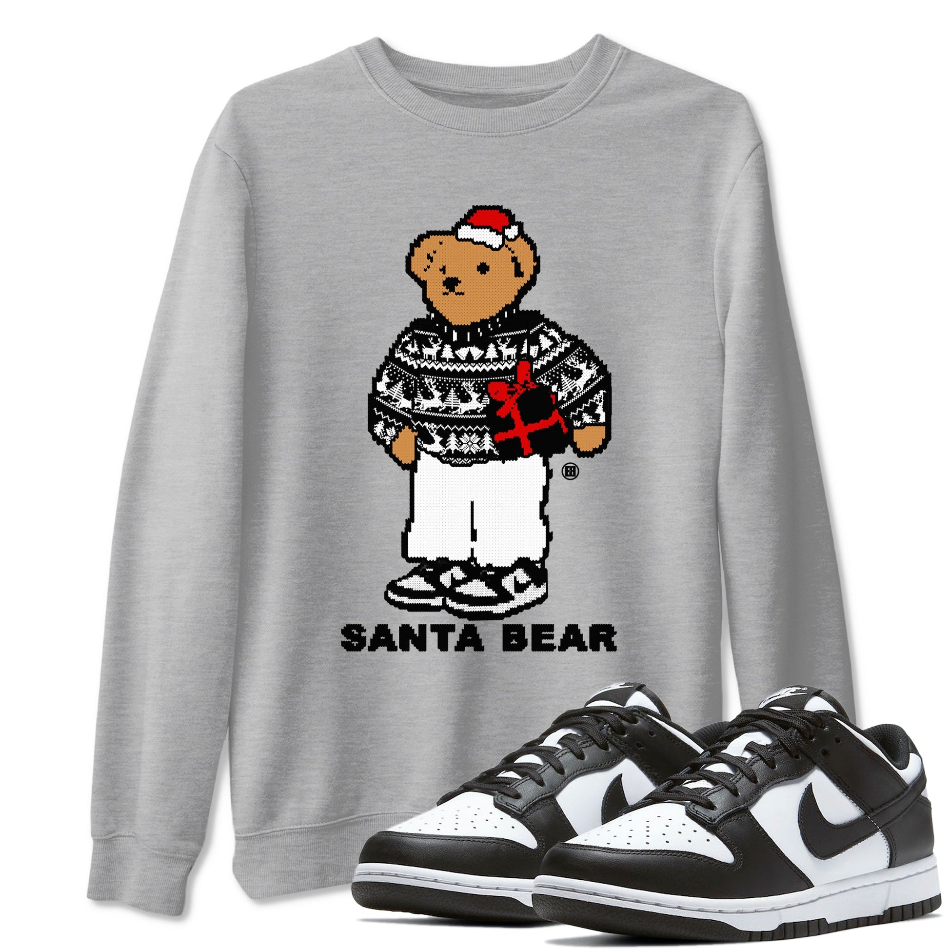 Dunk White Black t shirts to match sneakers Santa Bear Christmas Shirts Dunk Panda shirt SNRT Sneaker Tees unisex cotton Heather Grey 1 shirts