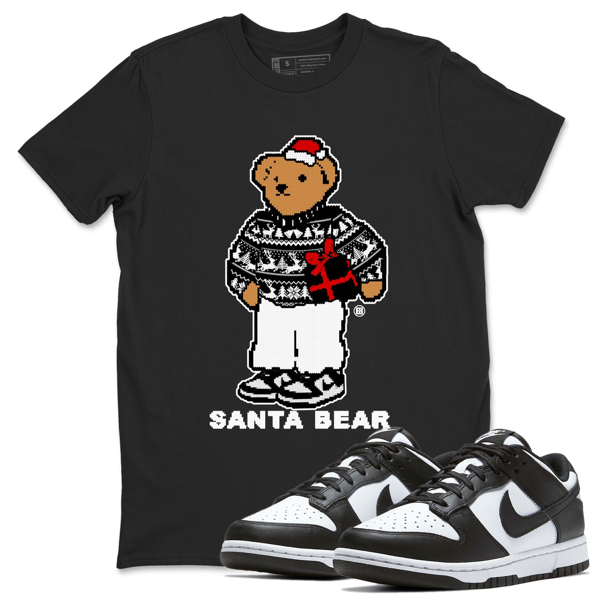 Dunk White Black t shirts to match sneakers Santa Bear Christmas Shirts Dunk Panda shirt SNRT Sneaker Tees unisex cotton Black 1 shirts