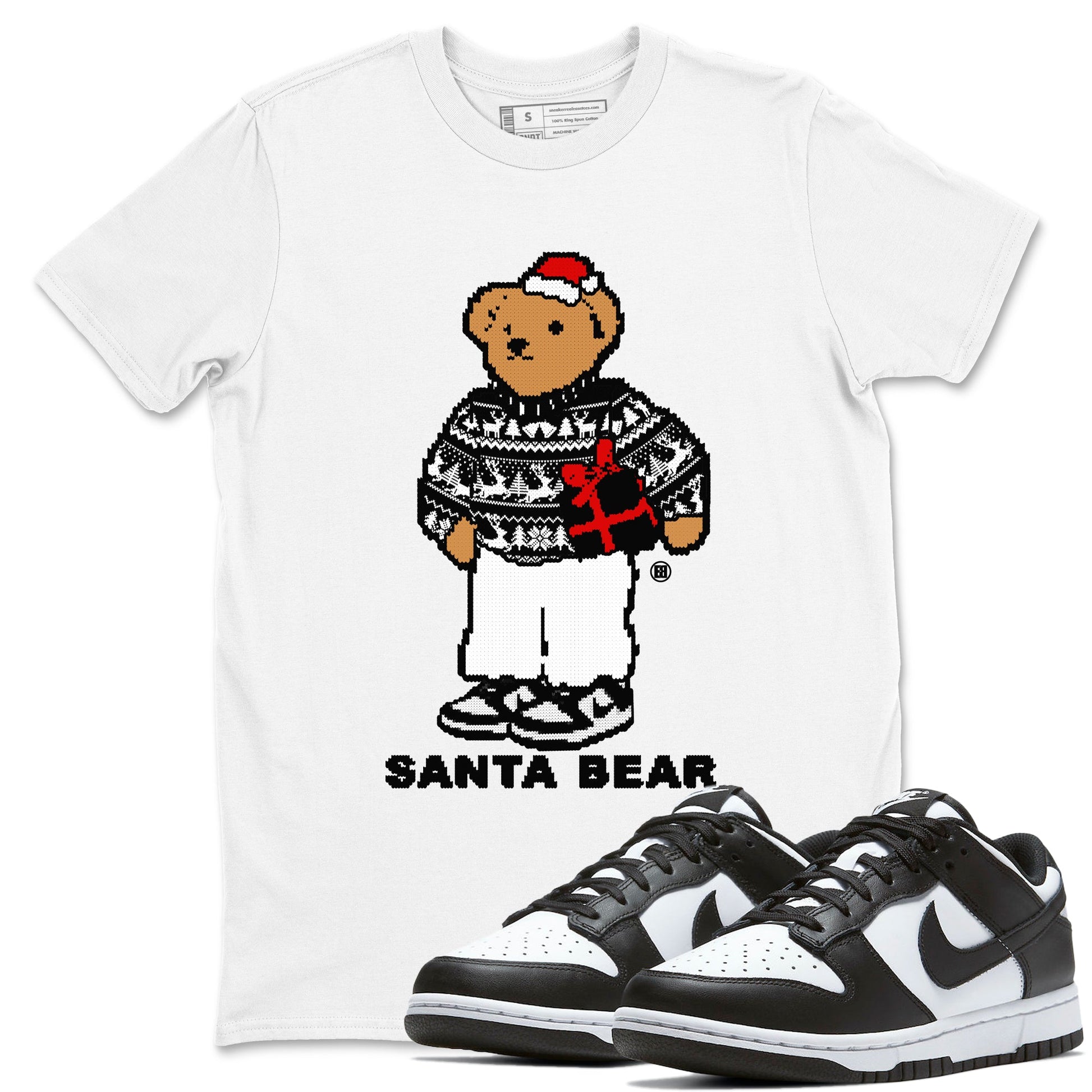 Dunk White Black t shirts to match sneakers Santa Bear Christmas Shirts Dunk Panda shirt SNRT Sneaker Tees unisex cotton White 1 shirts