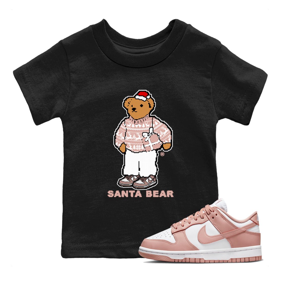 Dunk Rose Whisper t shirts to match sneakers Santa Bear Christmas Shirts Dunk Rose Whisper shirt SNRT Sneaker Tees Youth Baby Black 1 tee