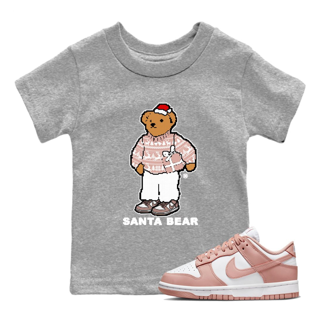 Dunk Rose Whisper t shirts to match sneakers Santa Bear Christmas Shirts Dunk Rose Whisper shirt SNRT Sneaker Tees Youth Baby Heather Grey 1 tee