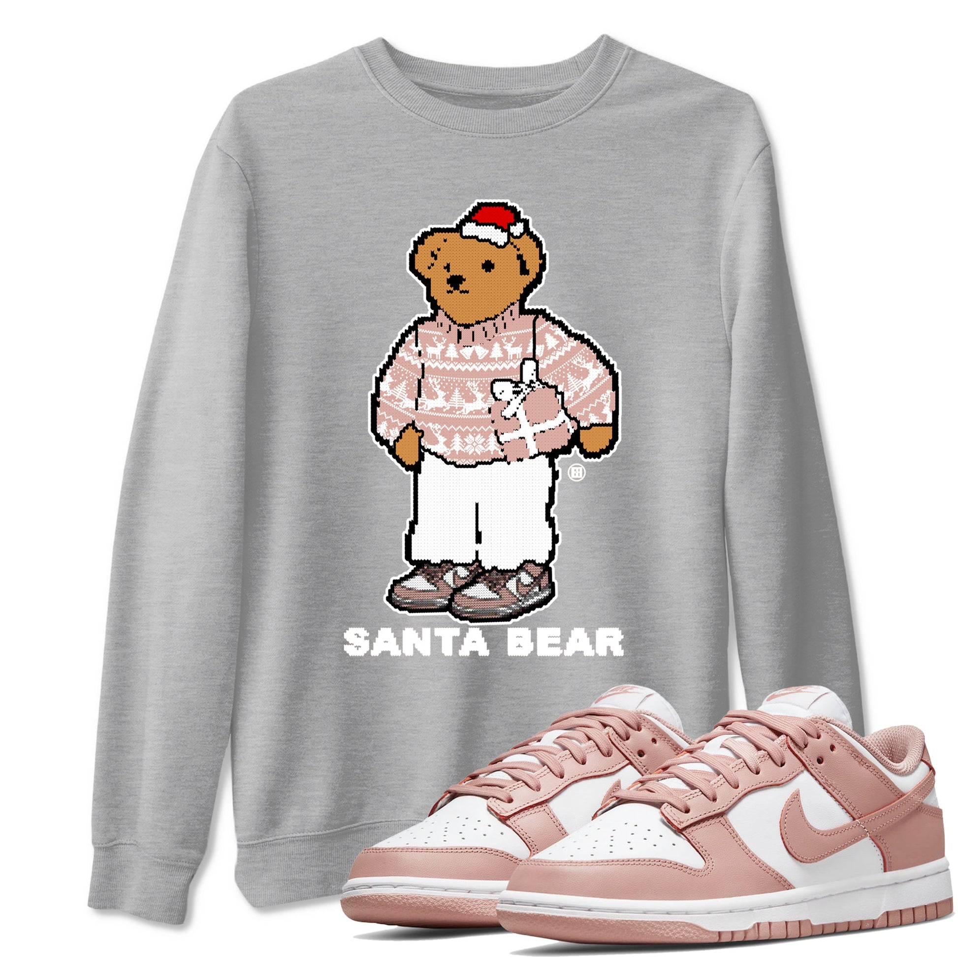 Dunk Rose Whisper t shirts to match sneakers Santa Bear Christmas Shirts Dunk Rose Whisper shirt SNRT Sneaker Tees unisex cotton Heather Grey 1 shirts