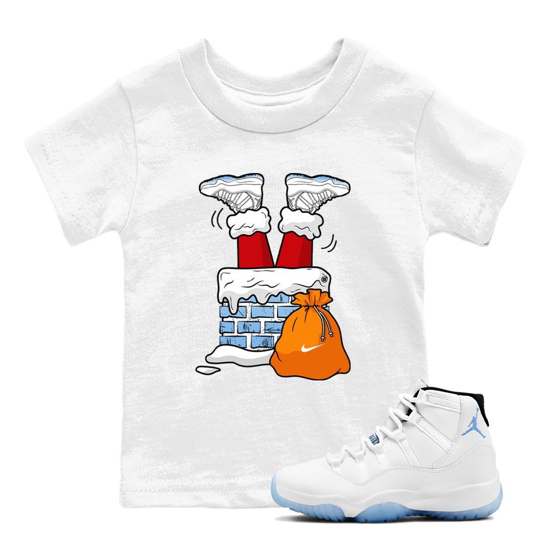 AJ11 Retro Legend Blue shirts to match jordans Santa Stuck In Chimney best t shirts to wear with jordans 11s Legend Blue match shoes to clothes SNRT Sneaker Tees Youth Baby White 1 tee