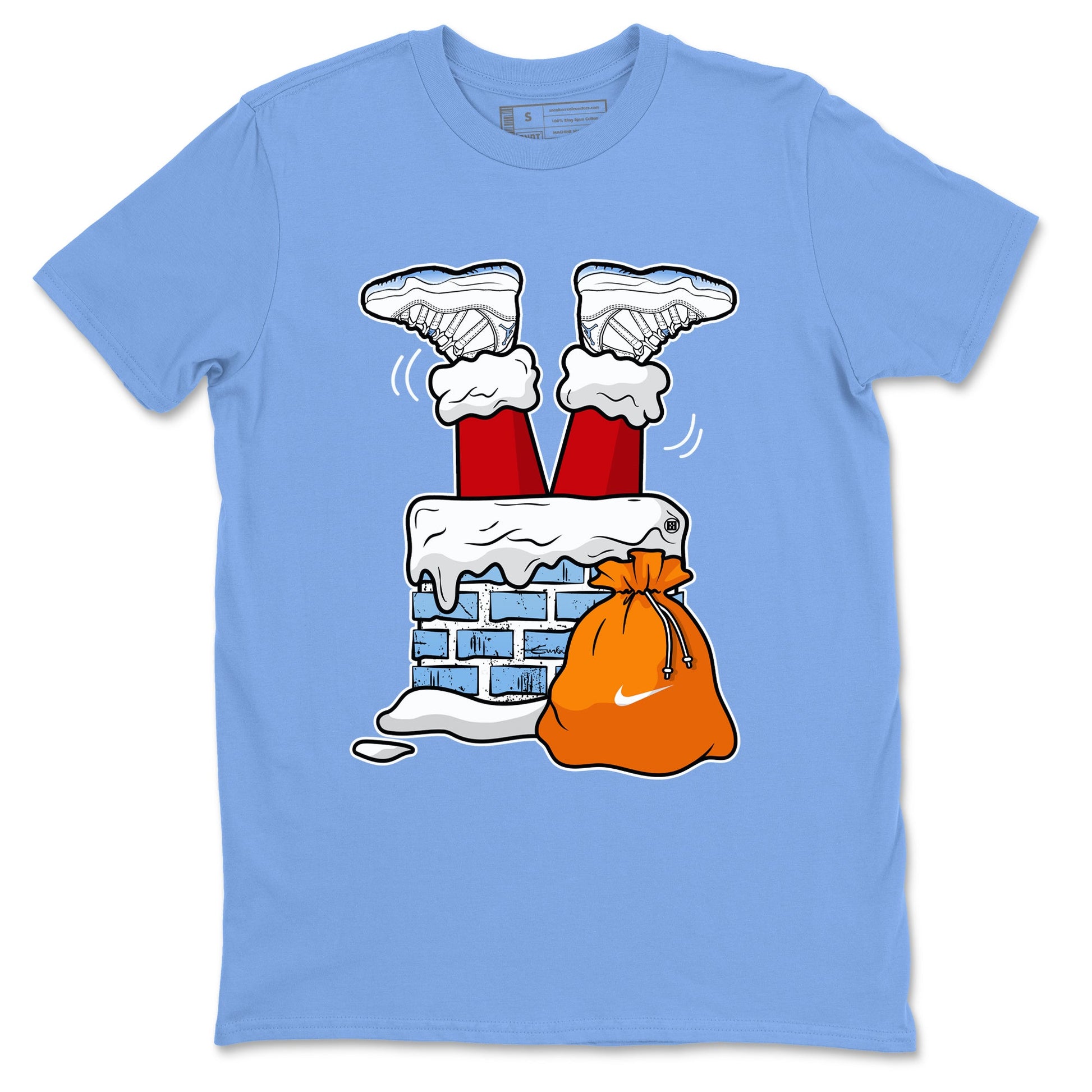 AJ11 Retro Legend Blue shirts to match jordans Santa Stuck In Chimney best t shirts to wear with jordans 11s Legend Blue match shoes to clothes SNRT Sneaker Tees unisex cotton Carolina Blue 2 shirts