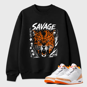 Sneaker match tees – Sneaker Tees To Match Air Jordan 3 Orange Citrus Shoes – Savage Tiger Tee Black 1