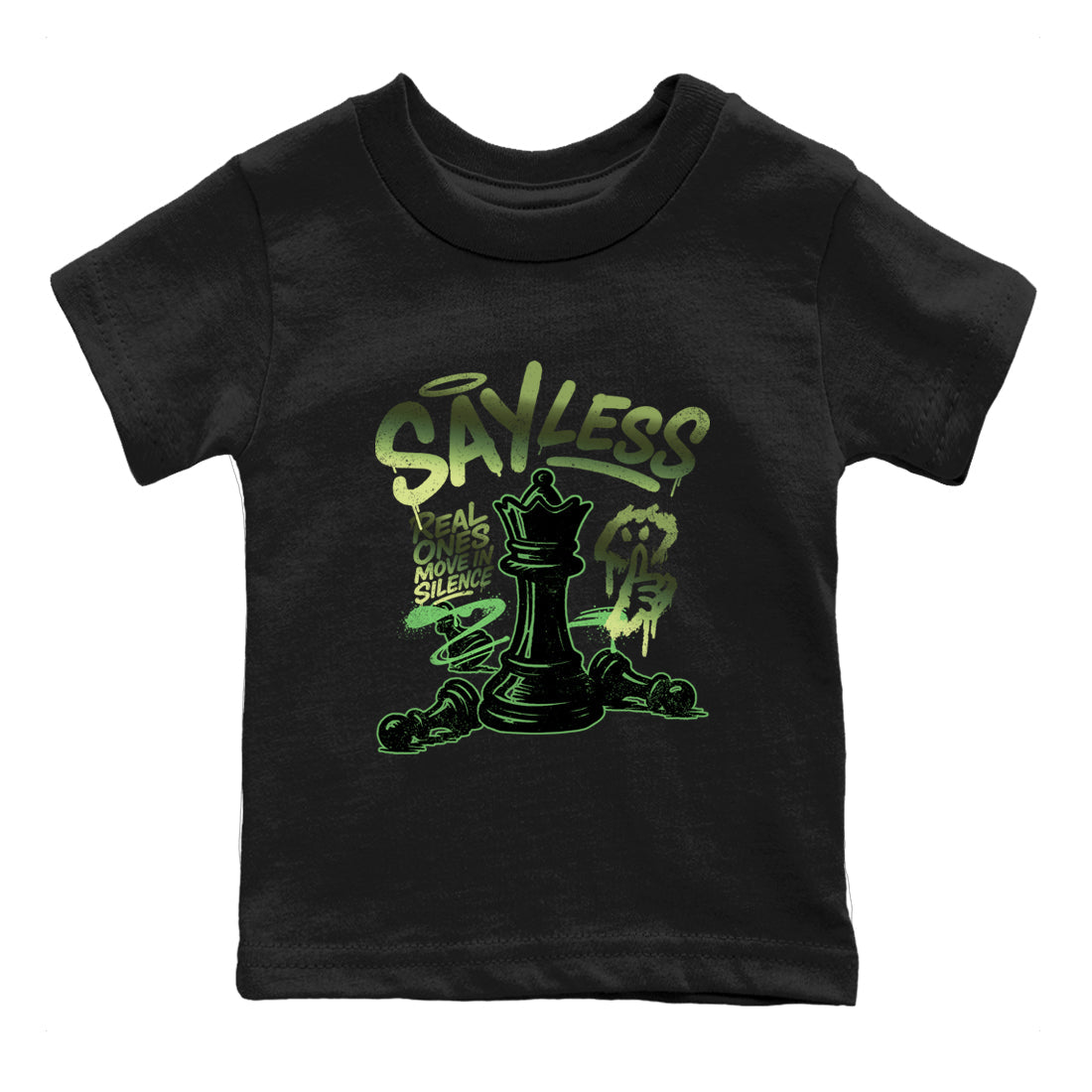 Best Christmas gifts for sneakerheads - Sneaker Tees To Match Air Foamposite One Pine Green Sneakers – Say Less Kids T-Shirt Black 2