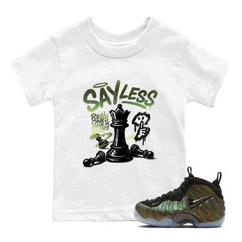 Best Christmas gifts for sneakerheads - Sneaker Tees To Match Air Foamposite One Pine Green Sneakers – Say Less Kids T-Shirt White 1