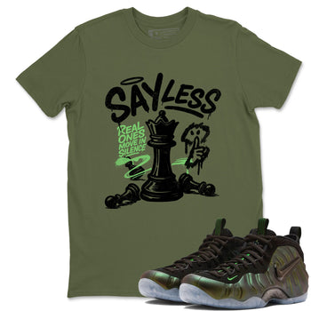 Best Christmas gifts for sneakerheads - Sneaker Tees To Match Air Foamposite One Pine Green Sneakers – Say Less Tee Military Green 1