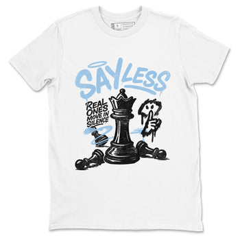 Say Less sneaker match t-shirt styled to complete your fit with the Air Foamposite One Psychic Blue sneakers, shown in White 2.