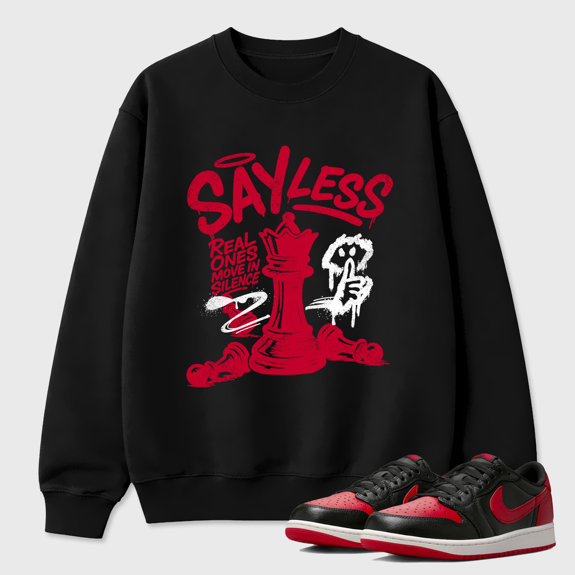 Sneaker match tees – Sneaker Tees To Match Air Jordan 1 Banned Shoes – Say Less Tee Black 1