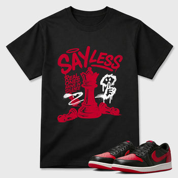 Sneaker match tees – Sneaker Tees To Match Air Jordan 1 Banned Shoes – Say Less Tee Black 1