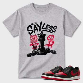 Sneaker match tees – Sneaker Tees To Match Air Jordan 1 Banned Shoes – Say Less Tee Heather Grey 1