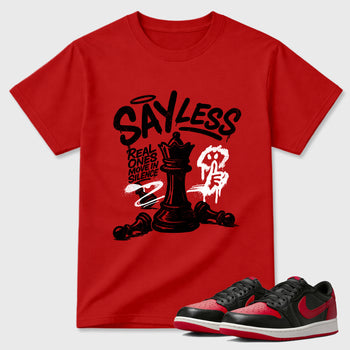 Sneaker match tees – Sneaker Tees To Match Air Jordan 1 Banned Shoes – Say Less Tee Red 1