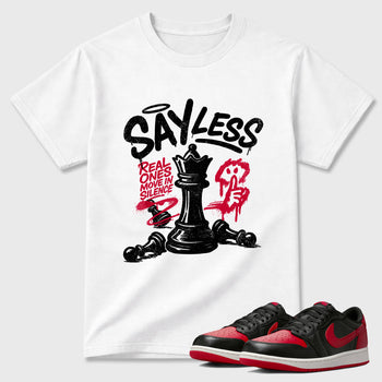 Sneaker match tees – Sneaker Tees To Match Air Jordan 1 Banned Shoes – Say Less Tee White 1