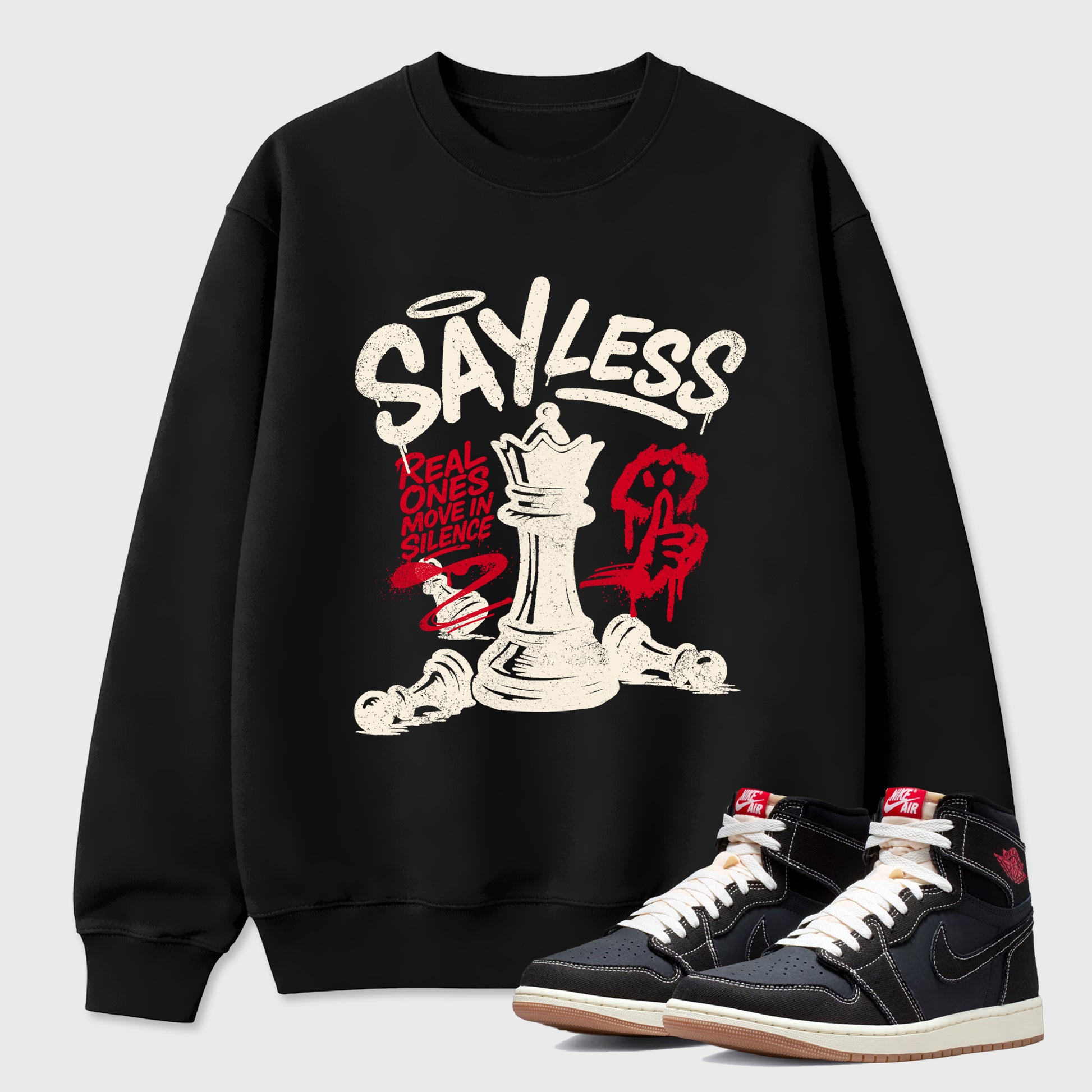 Sneaker match tees – Sneaker Tees To Match Air Jordan 1 Flight Club Shoes – Say Less Tee Black 1