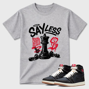 Sneaker match tees – Sneaker Tees To Match Air Jordan 1 Flight Club Shoes – Say Less Tee Heather Grey 1
