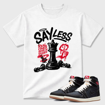 Sneaker match tees – Sneaker Tees To Match Air Jordan 1 Flight Club Shoes – Say Less Tee White 1