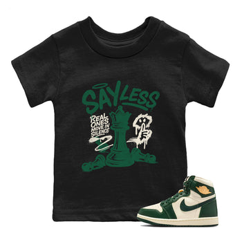 Sneaker Threads – Sneaker Tees To Match Air Jordan 1 Pro Green – Say Less Youth Graphic Tee Black 1. Perfect for Jordan releases 2025 colorways.