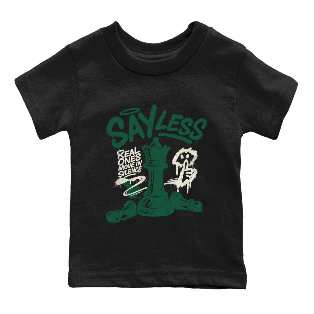 Sneaker Threads – Sneaker Tees To Match Air Jordan 1 Pro Green – Say Less Youth Graphic Tee Black 2. Perfect for Jordan releases 2025 colorways.