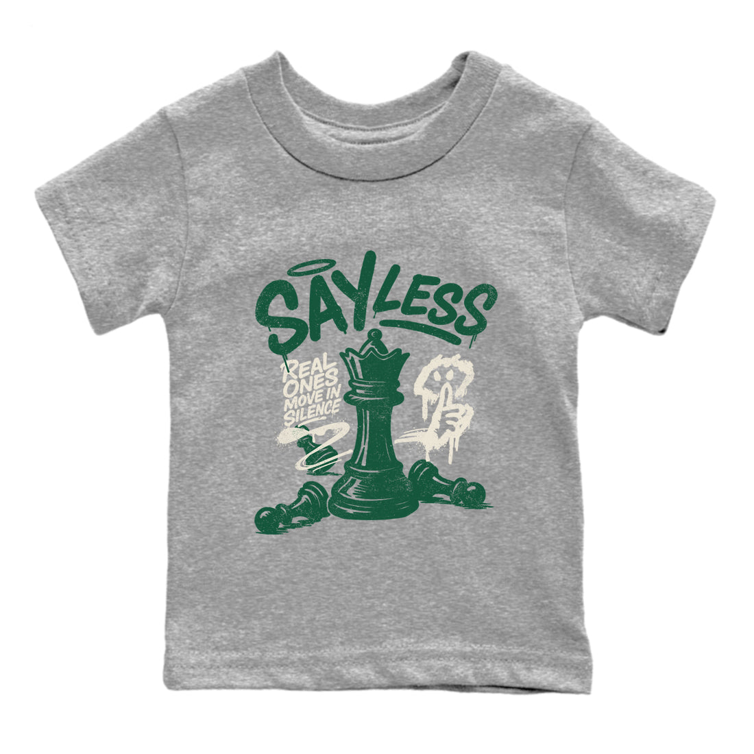 Sneaker Threads – Sneaker Tees To Match Air Jordan 1 Pro Green – Say Less Youth Graphic Tee Heather Grey 2. Perfect for Jordan releases 2025 colorways.