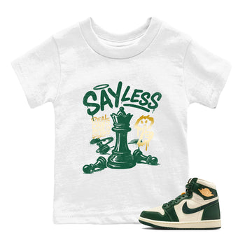 Sneaker Threads – Sneaker Tees To Match Air Jordan 1 Pro Green – Say Less Youth Graphic Tee White 1. Perfect for Jordan releases 2025 colorways.