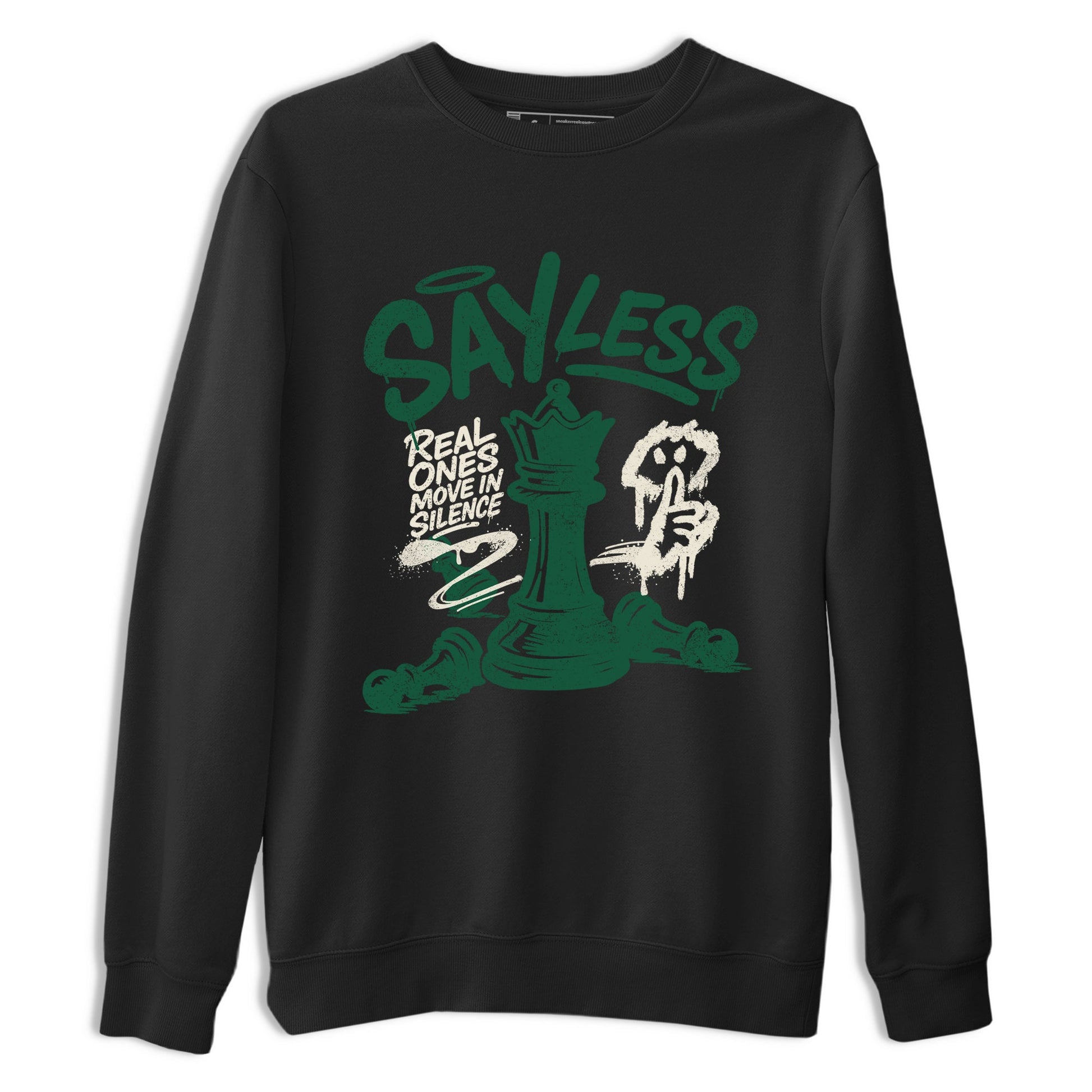 Sneaker Threads – Sneaker Tees To Match Air Jordan 1 Pro Green – Say Less Graphic Tee Black 2. Perfect for Jordan releases 2025 colorways.