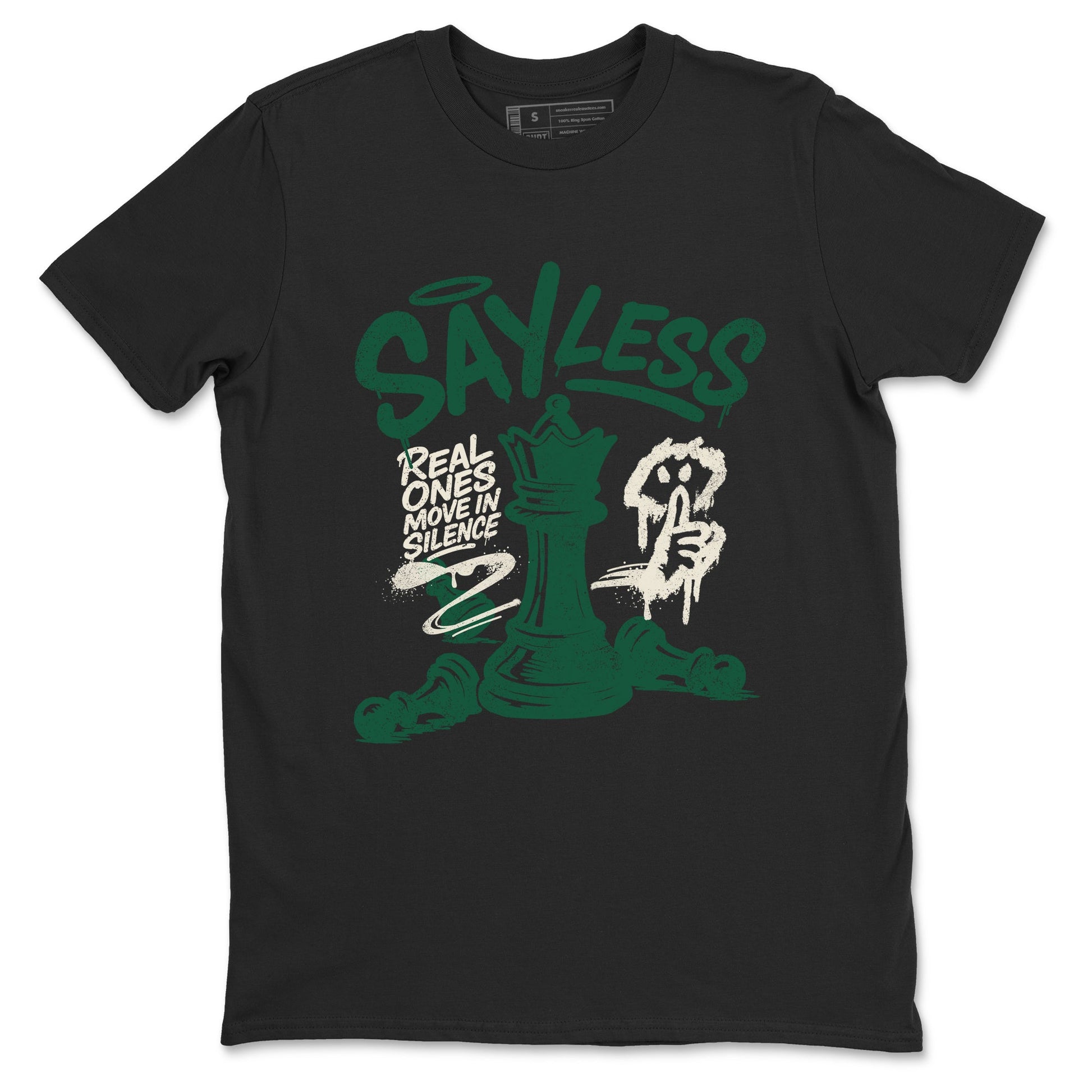 Sneaker Threads – Sneaker Tees To Match Air Jordan 1 Pro Green – Say Less Graphic Tee Black 2. Perfect for Jordan releases 2025 colorways.