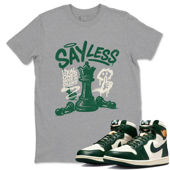 Sneaker Threads – Sneaker Tees To Match Air Jordan 1 Pro Green – Say Less Graphic Tee Heather Grey 1. Perfect for Jordan releases 2025 colorways.