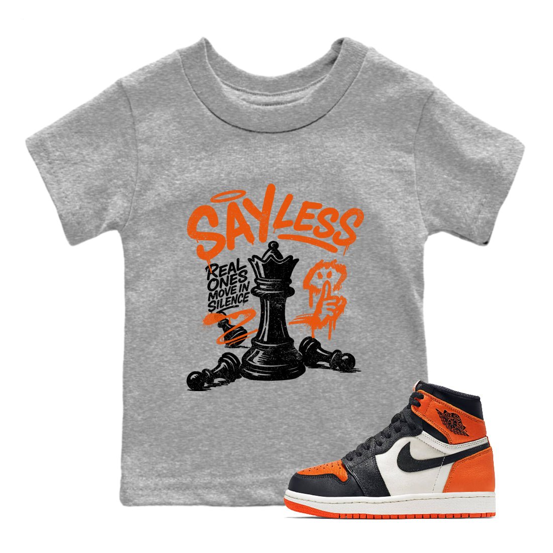 Sneaker match tees – Sneaker Tees To Match Air Jordan 1 Shattered Backboard Shoes – Say Less Kids T-Shirt Heather Grey 1