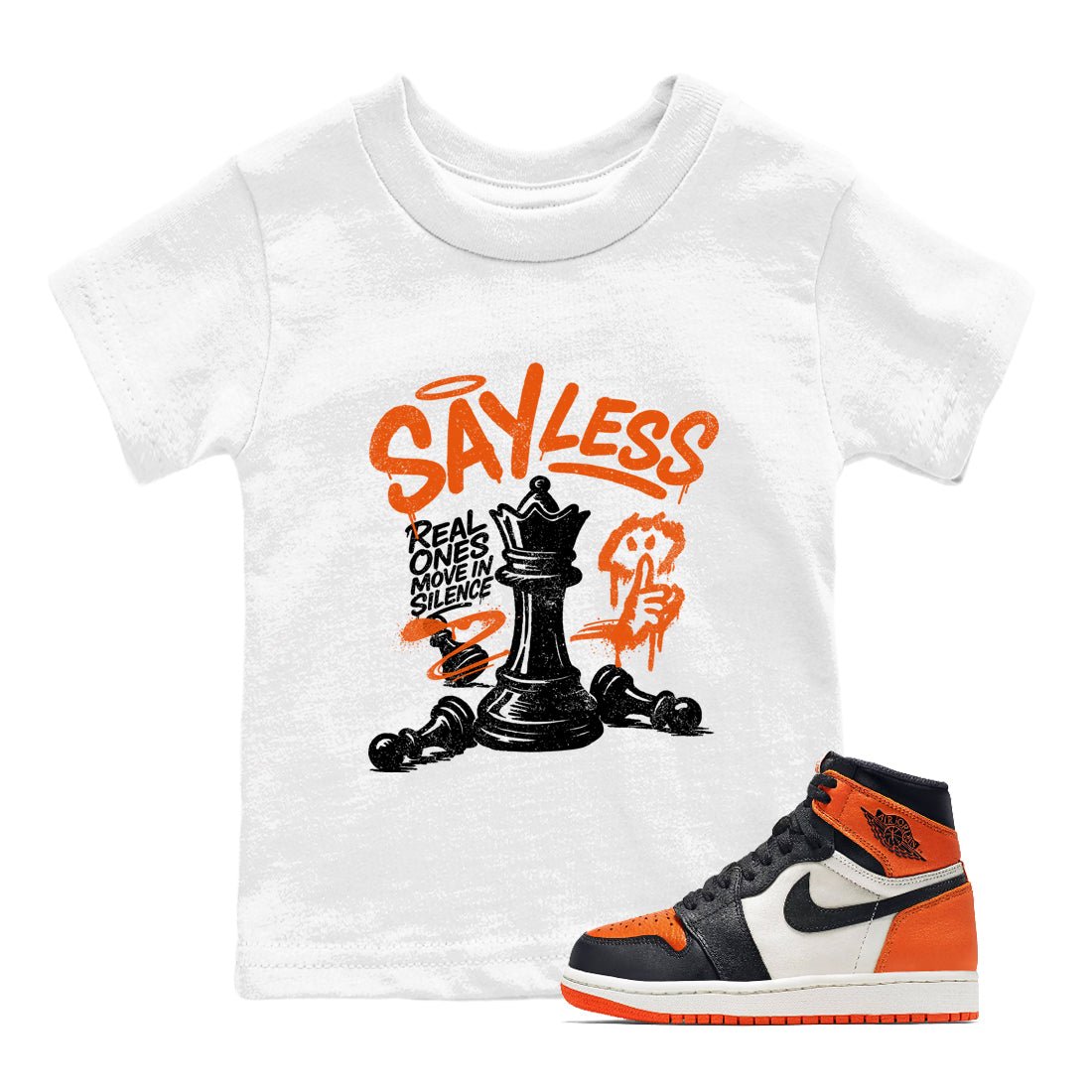 Sneaker match tees – Sneaker Tees To Match Air Jordan 1 Shattered Backboard Shoes – Say Less Kids T-Shirt White 1