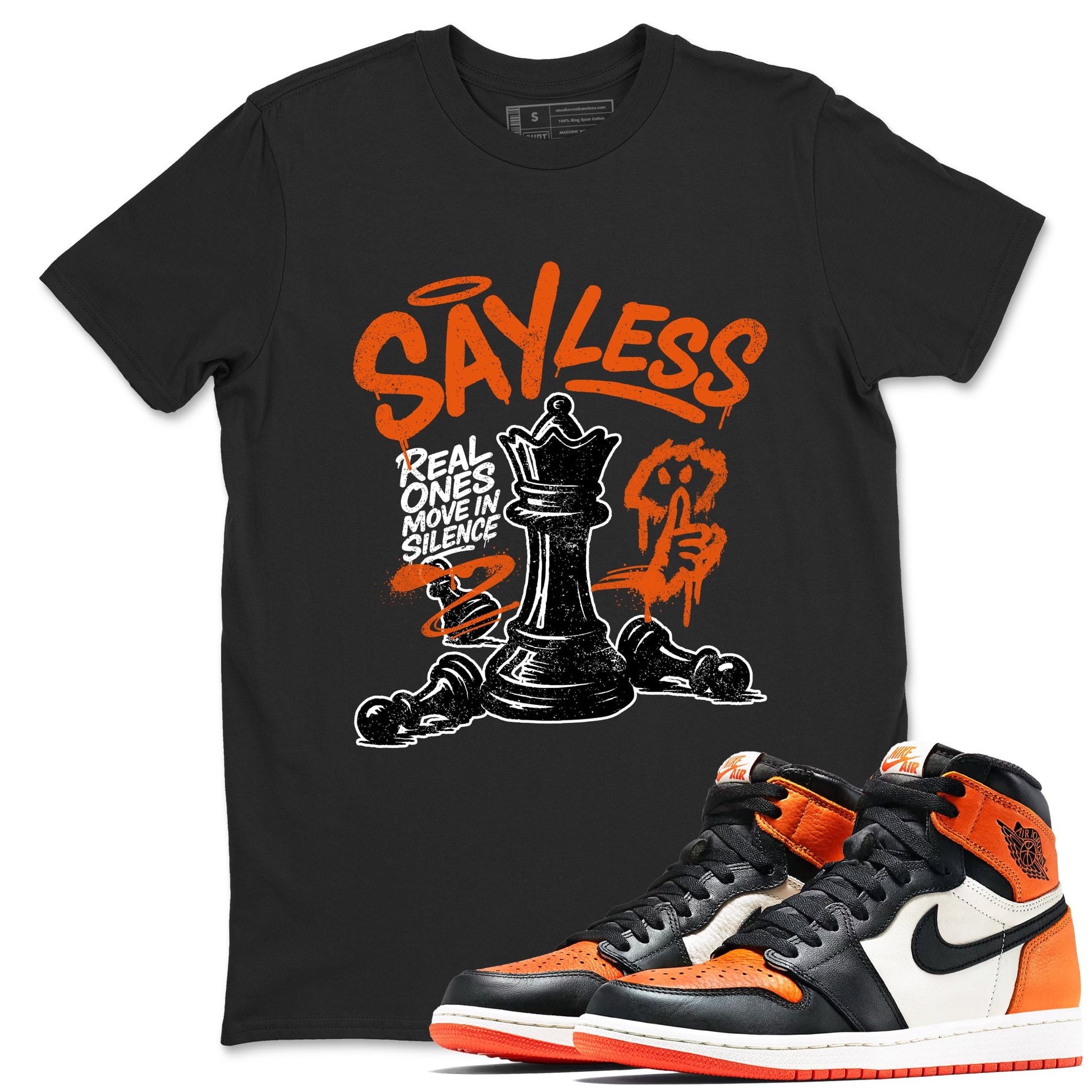 Sneaker match tees – Sneaker Tees To Match Air Jordan 1 Shattered Backboard Shoes – Say Less Tee Black 1