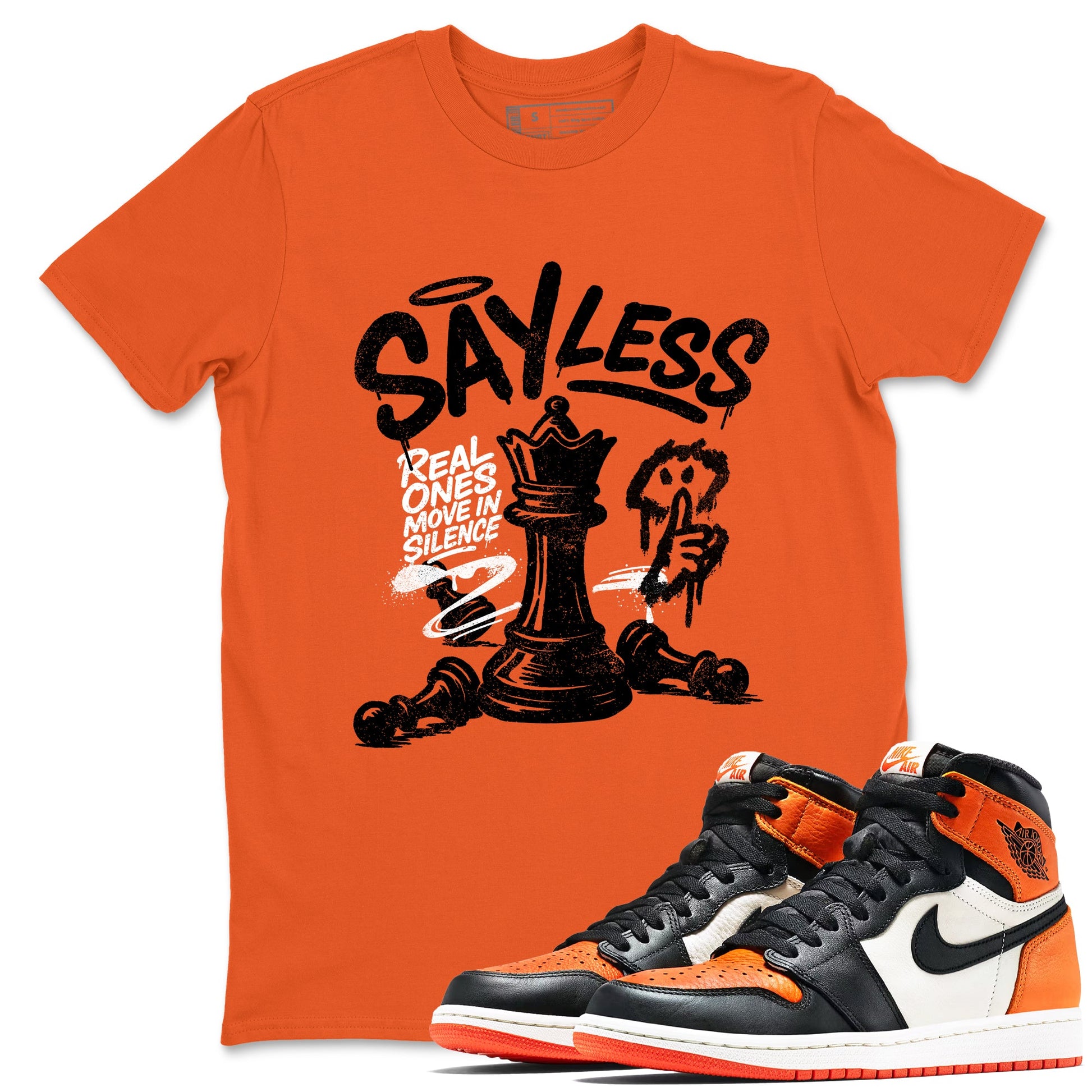 Sneaker match tees – Sneaker Tees To Match Air Jordan 1 Shattered Backboard Shoes – Say Less Tee Orange 1