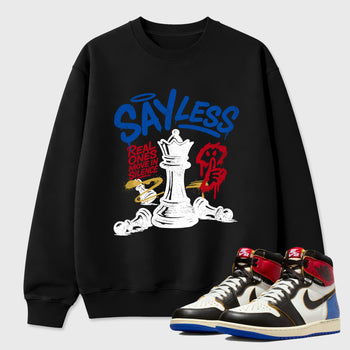 Sneaker match tees – Sneaker Tees To Match Air Jordan 1 Union x Fragment Shoes – Say Less Tee Black 1