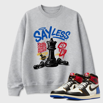 Sneaker match tees – Sneaker Tees To Match Air Jordan 1 Union x Fragment Shoes – Say Less Tee Heather Grey 1