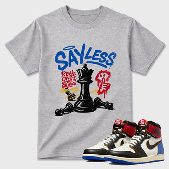 Sneaker match tees – Sneaker Tees To Match Air Jordan 1 Union x Fragment Shoes – Say Less Tee Heather Grey 1