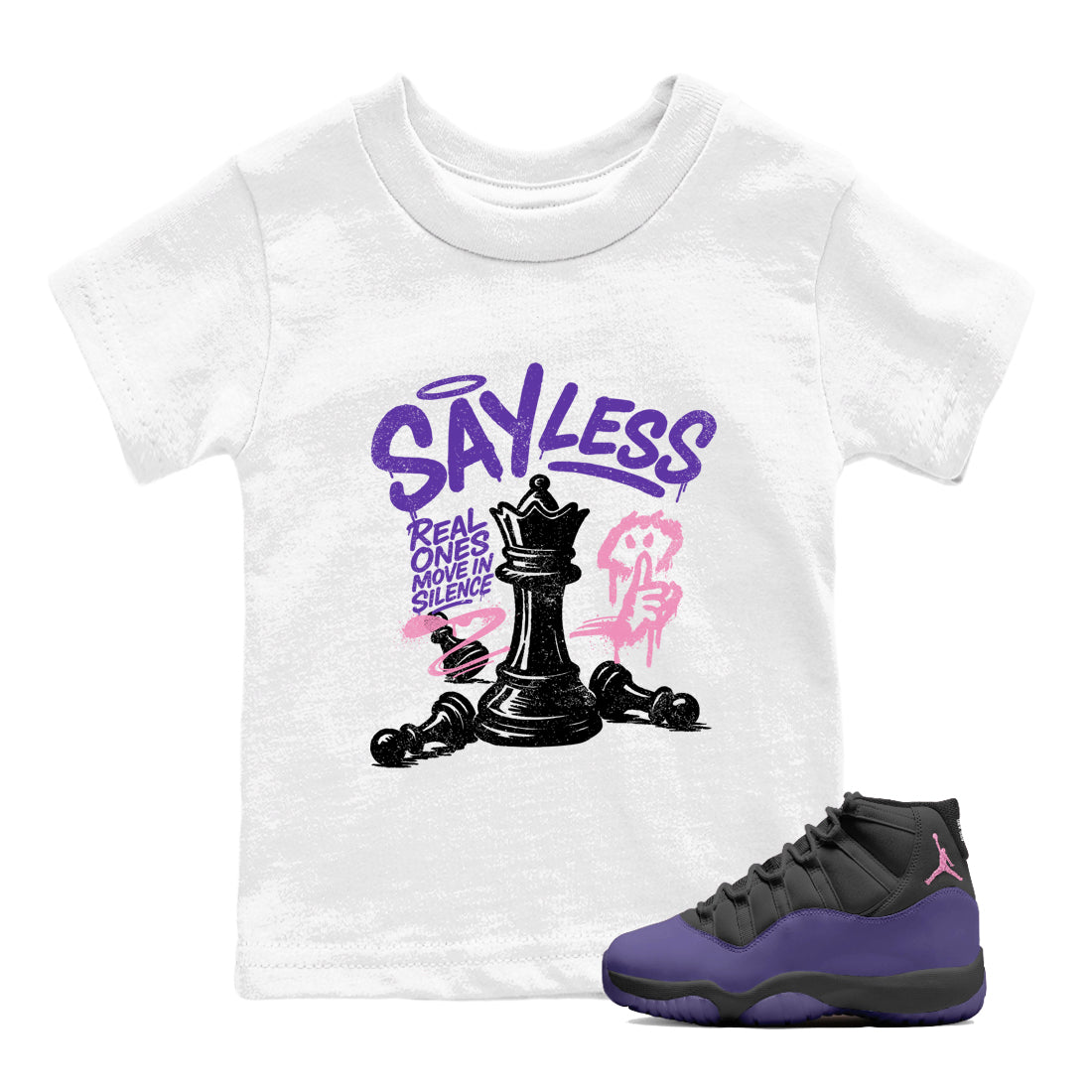 Sneaker match tees – Sneaker Tees To Match Air Jordan 11 Canyon Purple Shoes – Say Less Kids T-Shirt White 1
