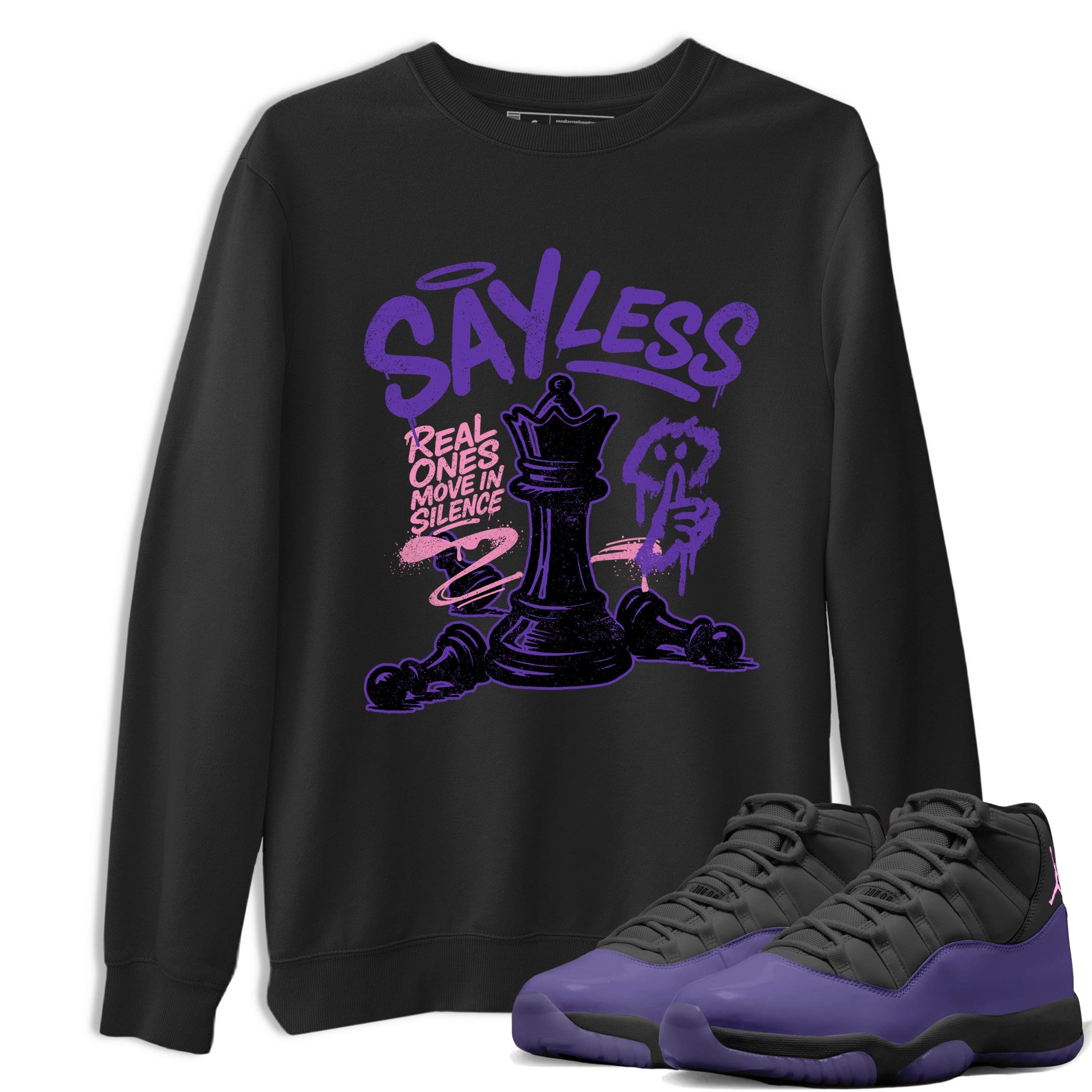 Sneaker match tees – Sneaker Tees To Match Air Jordan 11 Canyon Purple Shoes – Say Less Tee Black 1