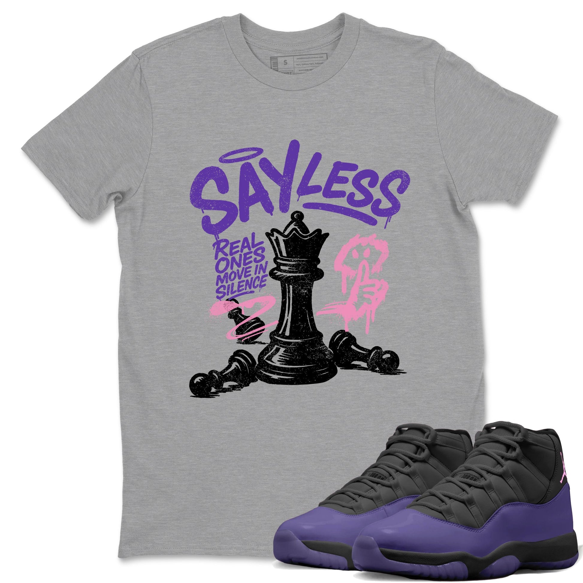 Sneaker match tees – Sneaker Tees To Match Air Jordan 11 Canyon Purple Shoes – Say Less Tee Heather Grey 1
