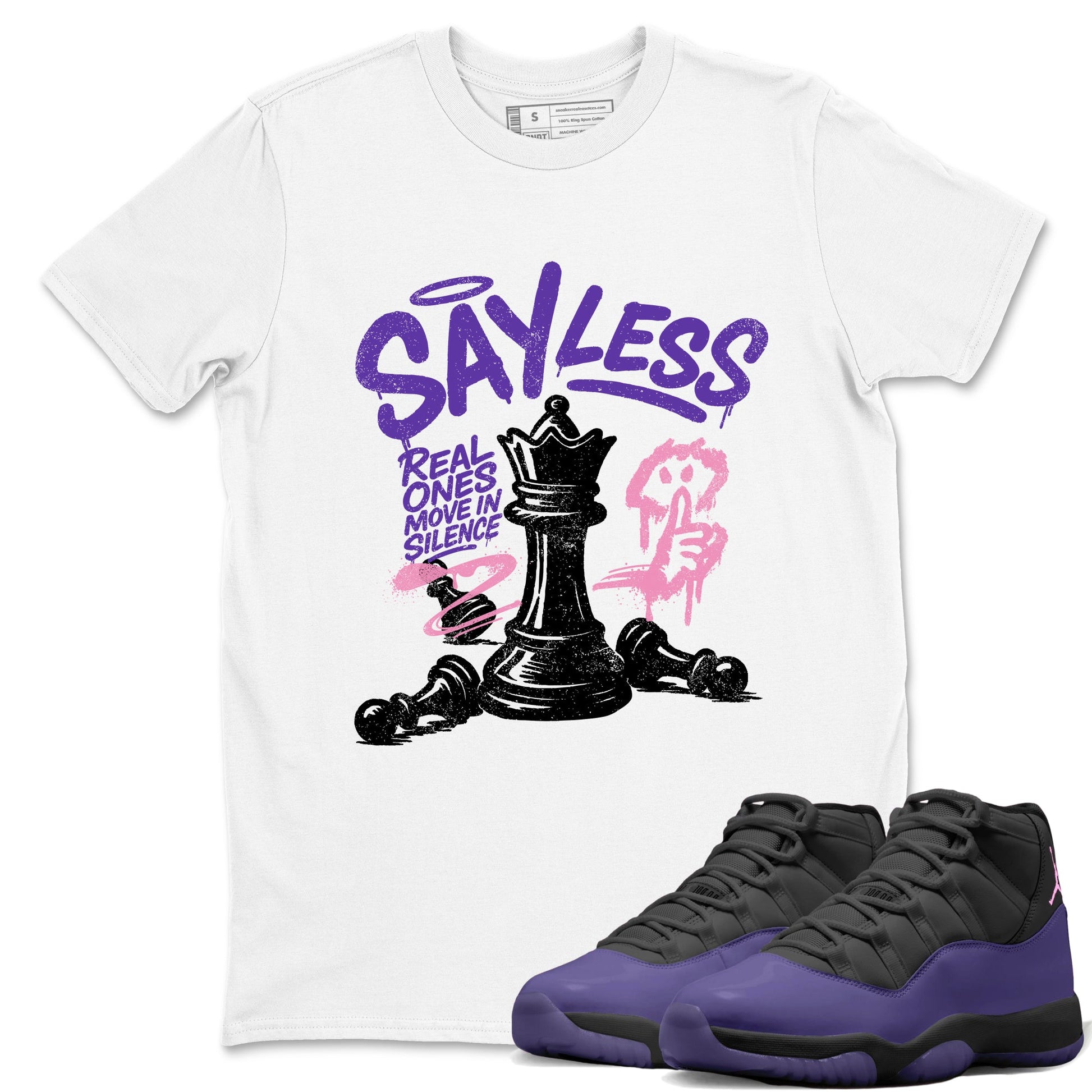 Sneaker match tees – Sneaker Tees To Match Air Jordan 11 Canyon Purple Shoes – Say Less Tee White 1