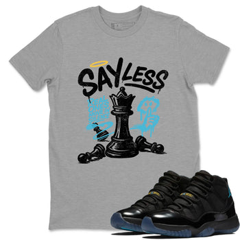 Sneaker Threads – Sneaker Tees To Match Air Jordan 11 Retro Gamma – Say Less Graphic Tee Heather Grey 1. Perfect for Jordan releases 2025 colorways.