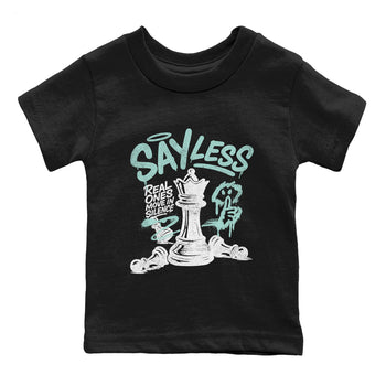 Say Less baby and kids t-shirt crafted for little sneakerheads to shine with the Air Jordan 11 Igloo sneakers, displayed in Black 2.
