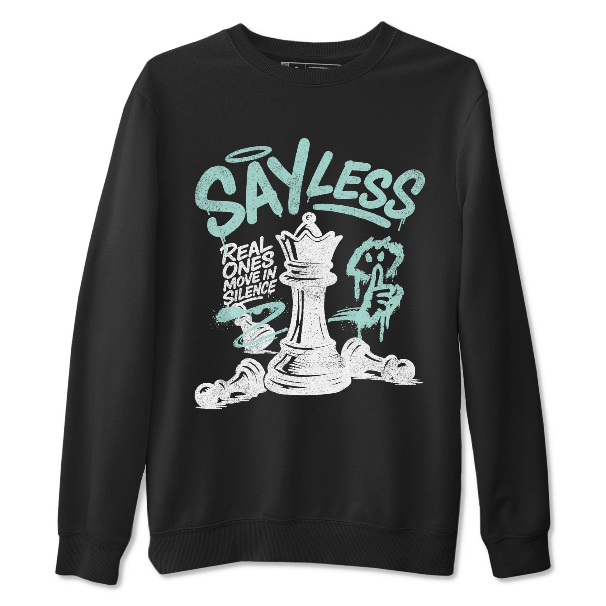 Say Less sneaker match t-shirt styled to complete your fit with the Air Jordan 11 Igloo sneakers, shown in Black 2.