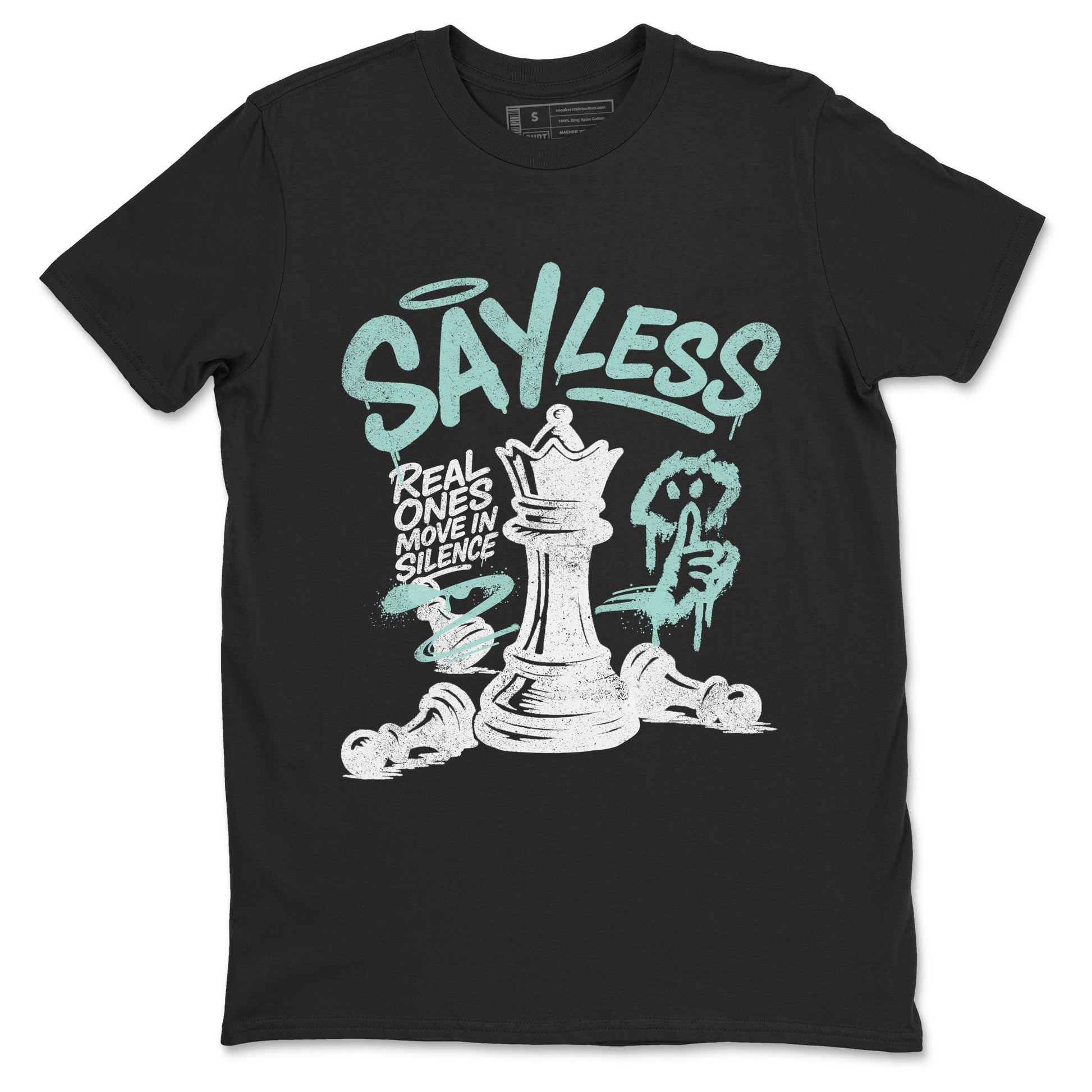 Say Less sneaker match t-shirt styled to complete your fit with the Air Jordan 11 Igloo sneakers, shown in Black 2.