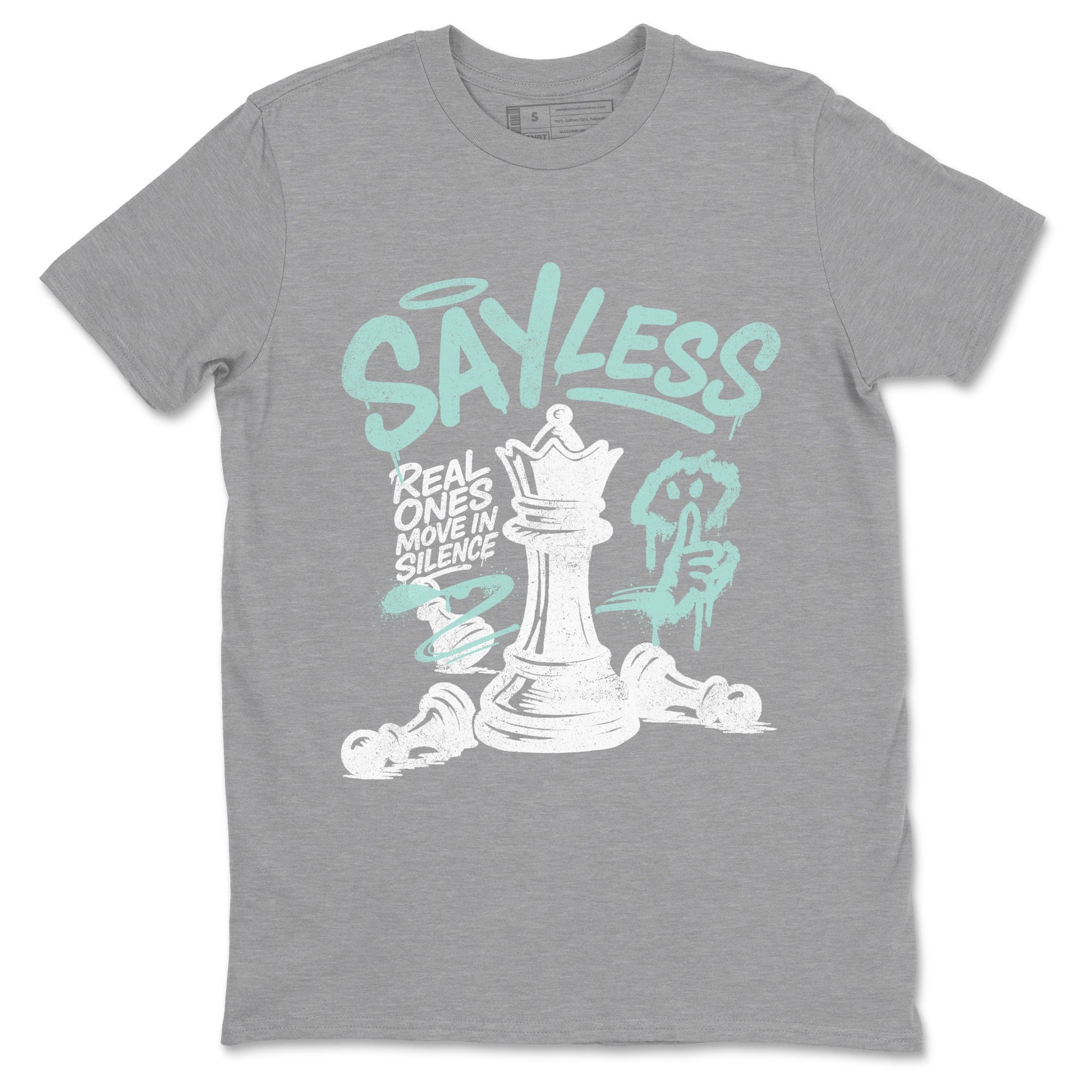 Say Less sneaker match t-shirt styled to complete your fit with the Air Jordan 11 Igloo sneakers, shown in Heather Grey 2.